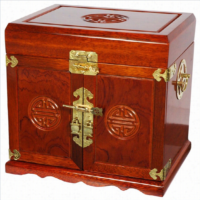 Oriental Furniture Jewelry Box In Honey