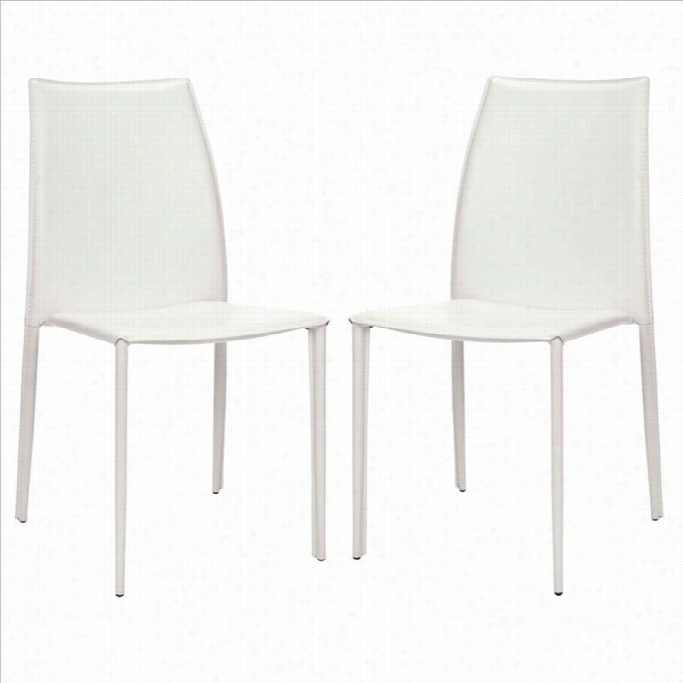 Safavieh Aidan Vinyl Dining Chair In White (set Ot 2)