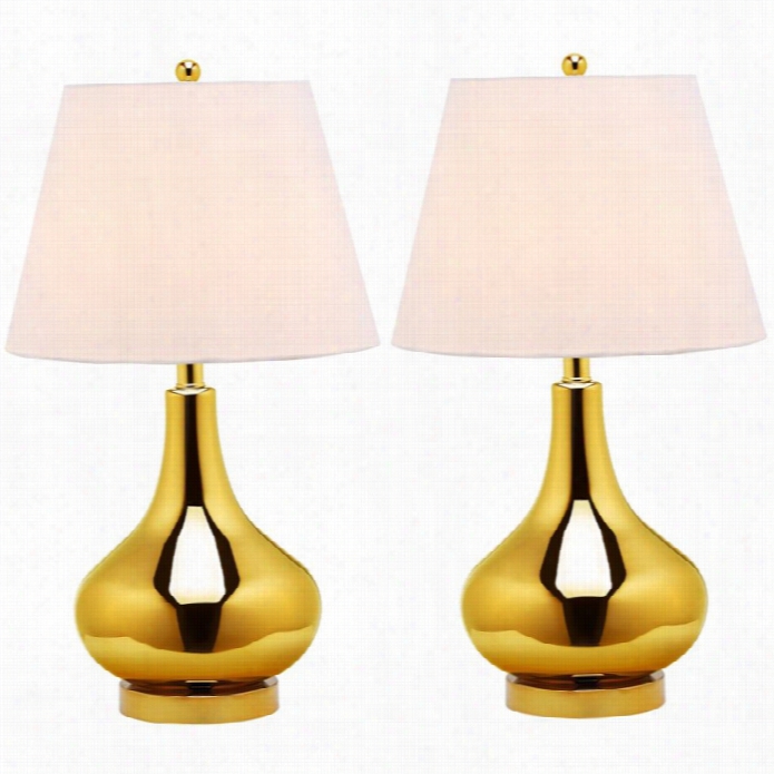 Safvaie H Amyy Gourr Glass Lamp S(et Of 2) In Gold