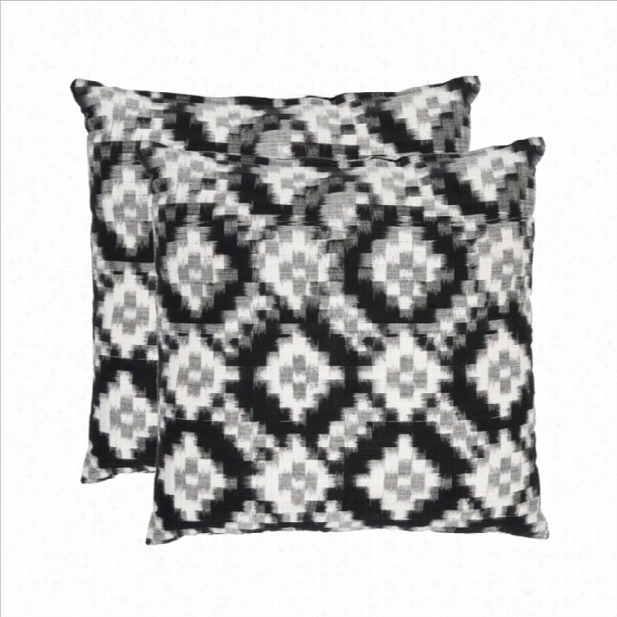 Safavieh Deco 18-inch Cotton Decorative Pillows In Black (set Of 2)