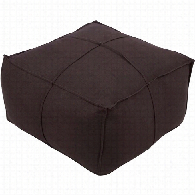 Surha Solid  Linen  Cube Pouf Ottoman In  Black