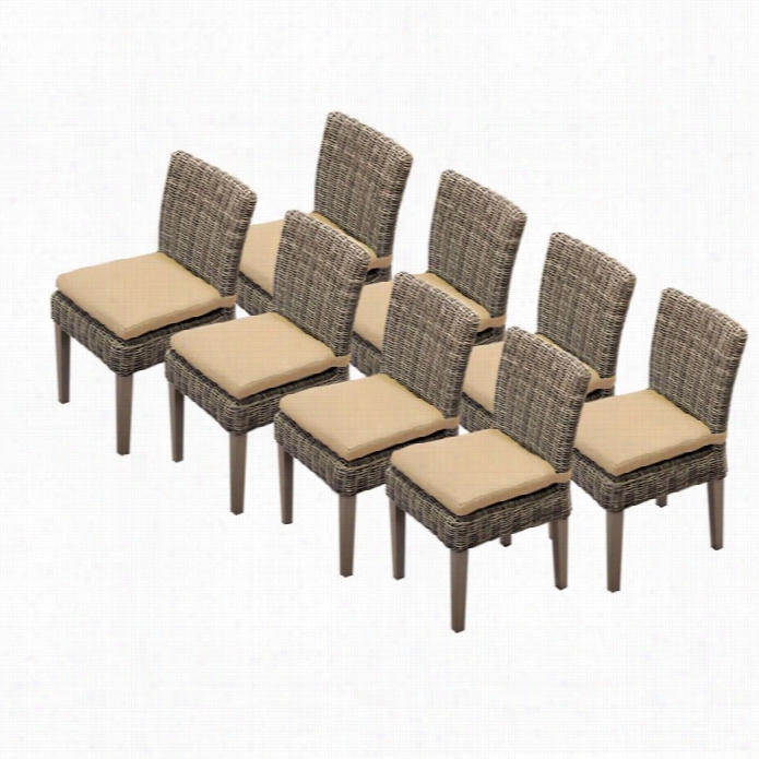 Tkc Cape Cod Wicker Patio Dining Chairs In Sesamee (set Of 8)