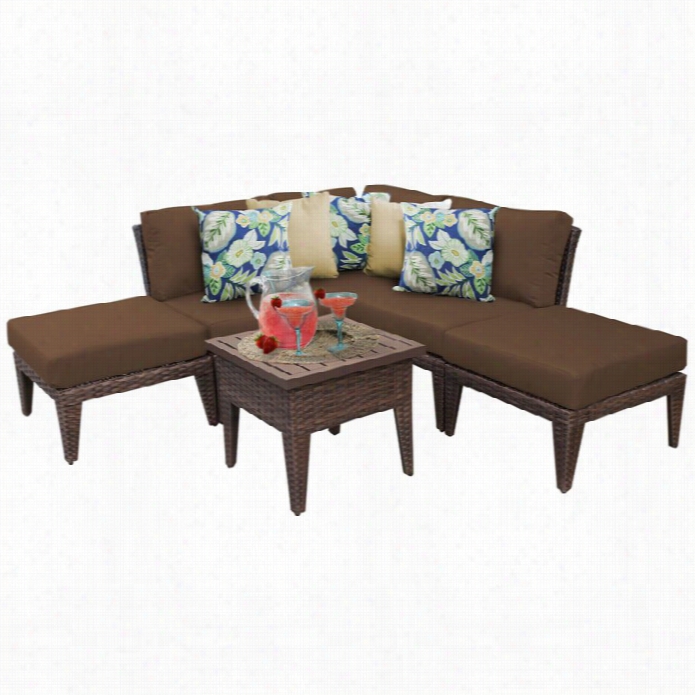 Tkc Mnahattan 6 Piece Outdoor Wicker Sofa Set In Cocoa