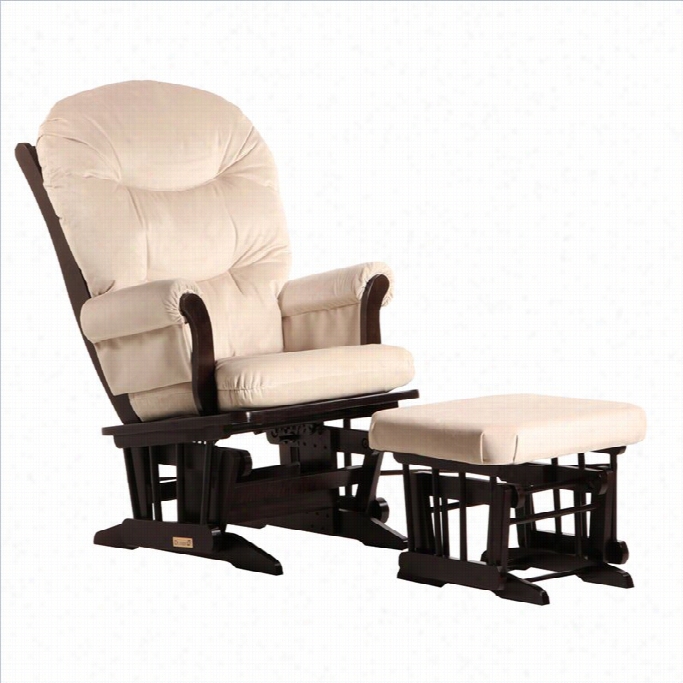 Ultramotion By Dutailier Seligh Glider And Ottoman Set In Espresso And Light Beige