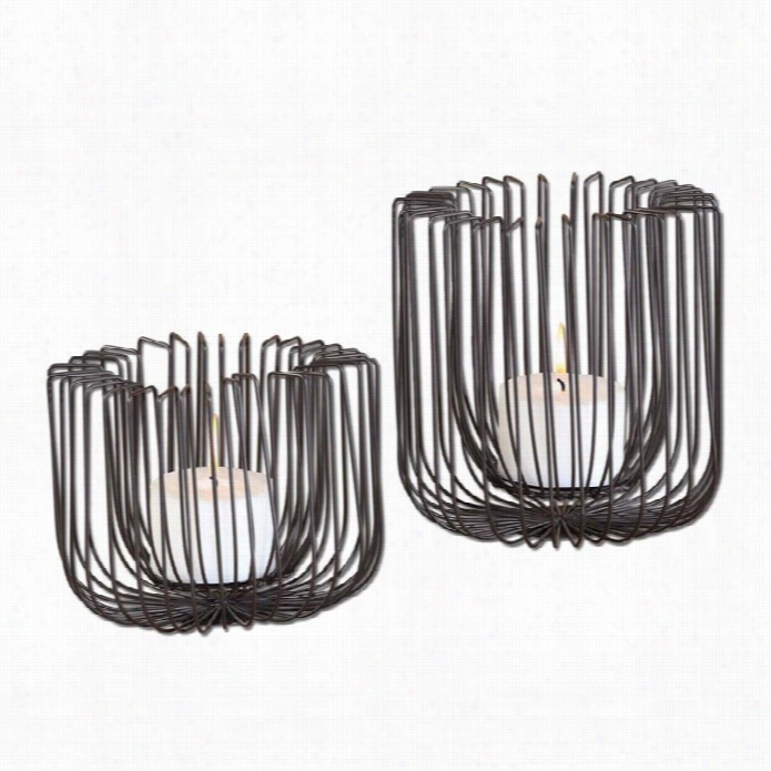 Uttermost Flare Black Wire Candleholders (set Of 2)