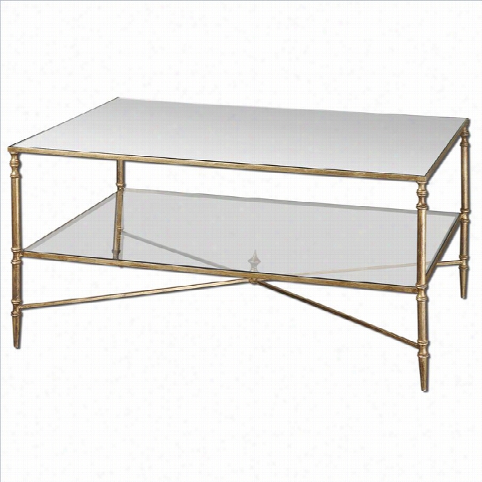Uttermost Henzler Mirrored Glass Cfofee Table In Ggold