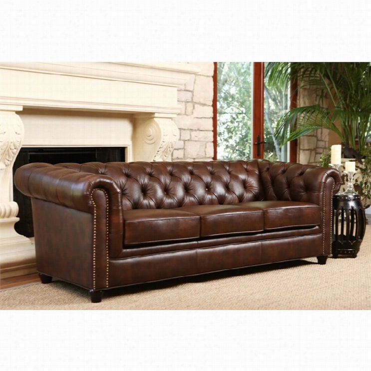 Abbyson Living Bedell Leather Sofa N Brown