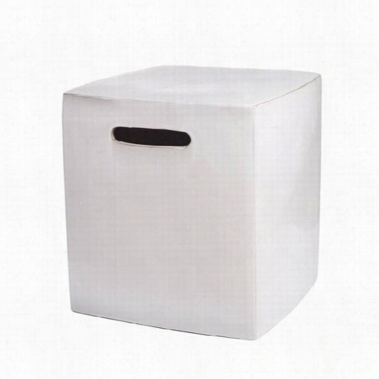 Abbyson Living  Ceramic  Garden Stool In White