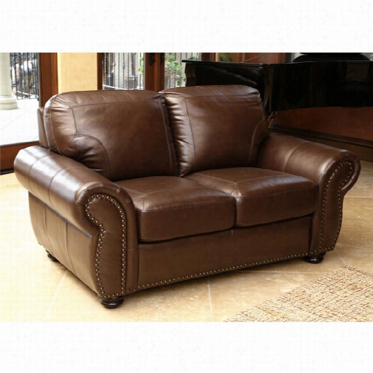 Abbyson Living Elm Leather Liveseat In Brown