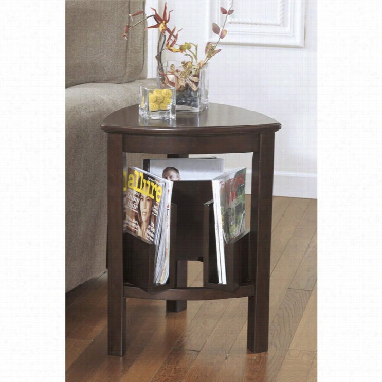 Ashley Larimer Triangle End Table In Dark Brown