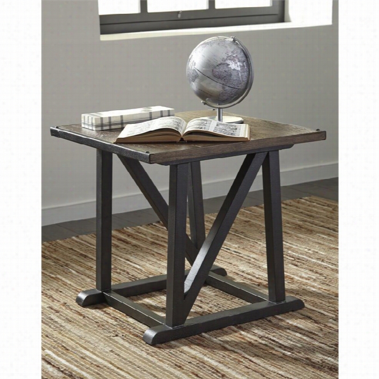 Ashley Eznfield Square  End Table In Medium Brown
