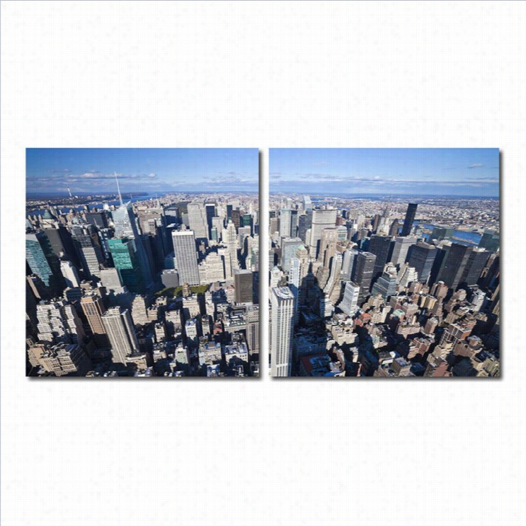Bxton Studio Aerial Manhattan Mounted Print Dipptych In Multicolor