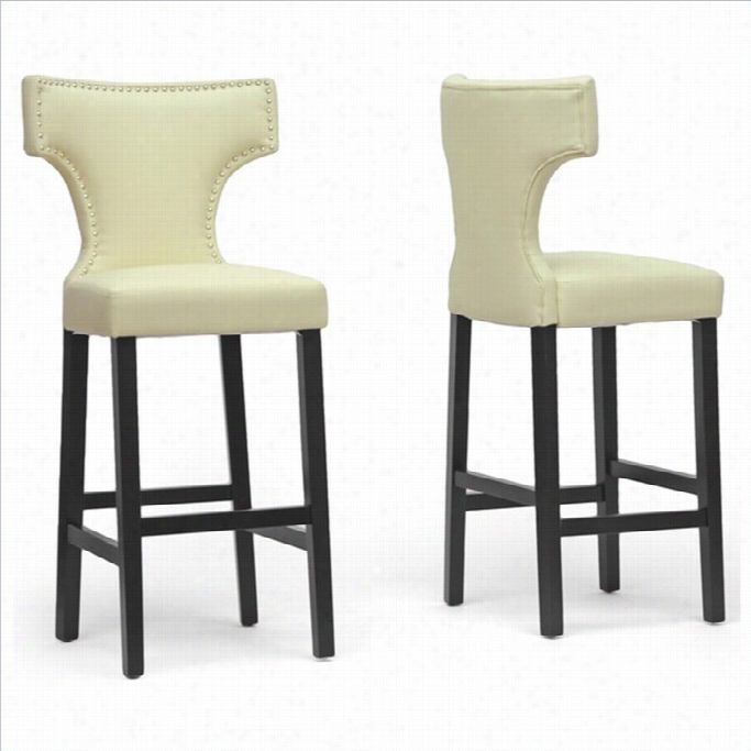 Baxton Studio Hafley Bar Stool In Beige (set Of 2)