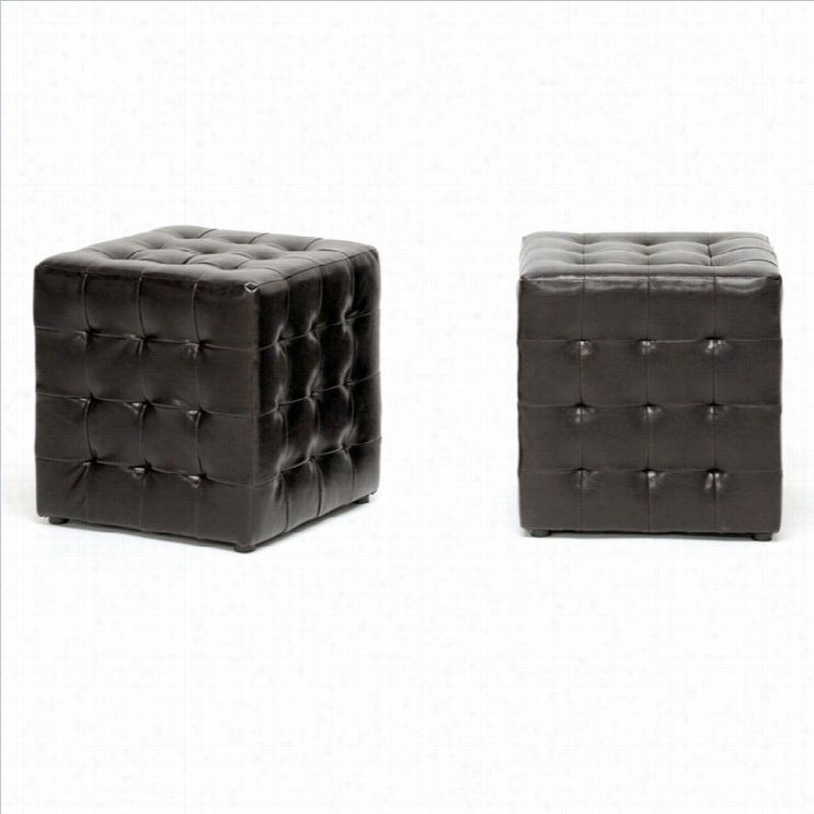 Baxton Studio Siskal Cube Totoman In Dark Brown (set Of 2)