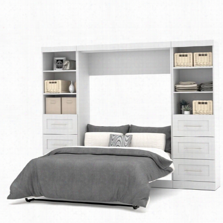 Bestar Pur 109 Full Wall Bed  With 2piece 6-drawee Storage  Unit N White