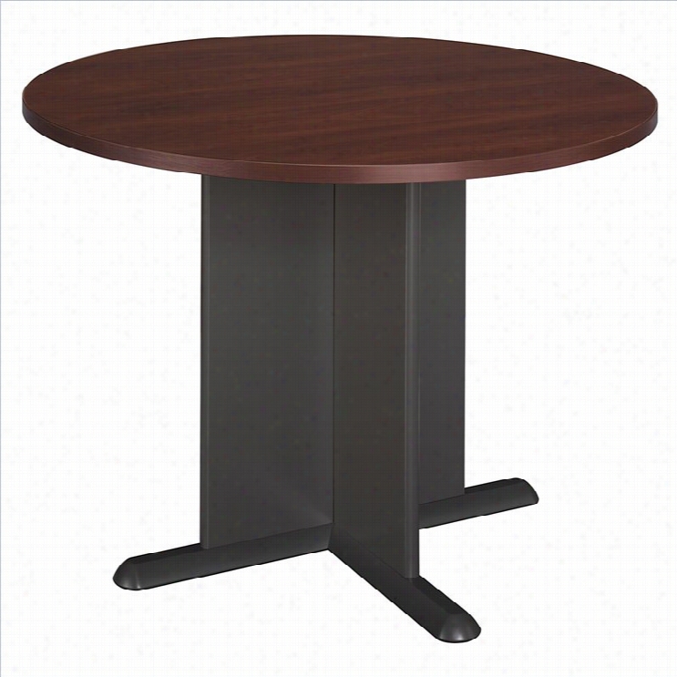 Bush Bbf Round 3.4 Conference Table With X-shaped Ba Se In Hansen Cherry