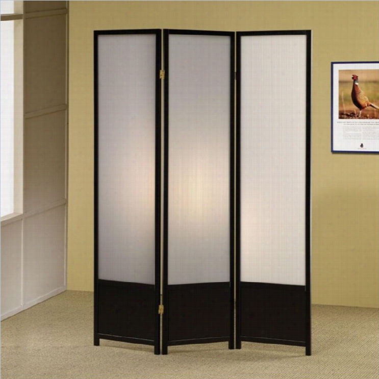 Coaster Folding Screen With Translucnet Inserts In Black