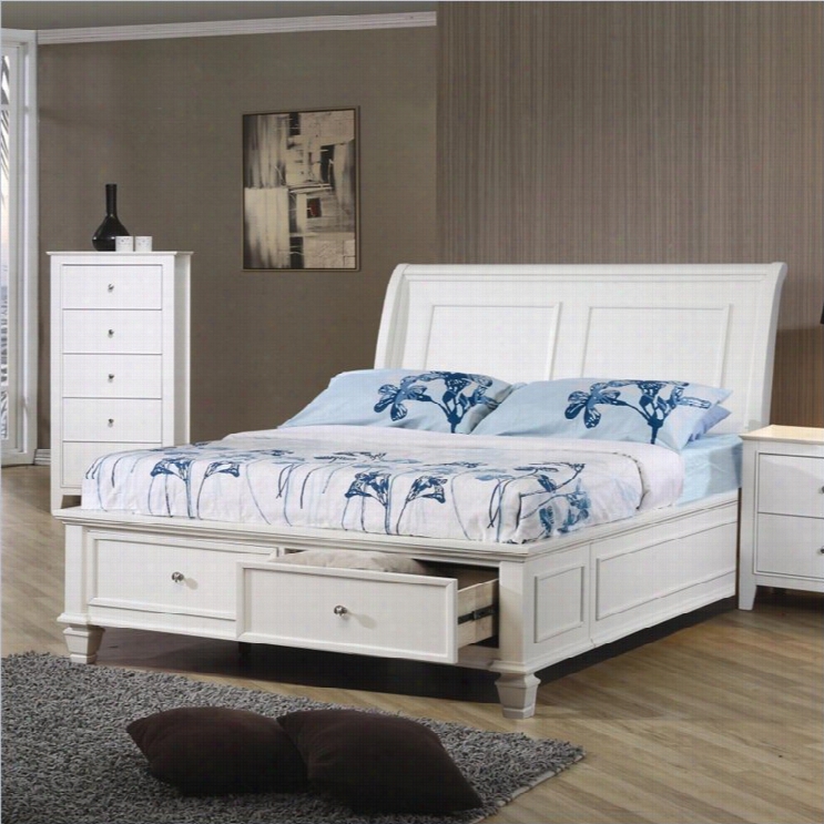 Coaster Sandy Beach Full Sleigh Bed In Wwhite Finish-full Sise