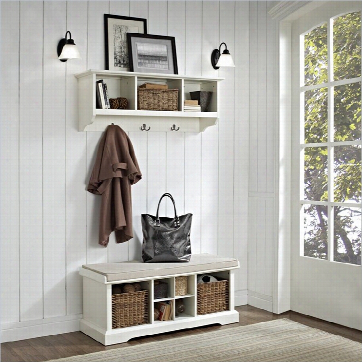 Crosley Brennan 2 Painting Entrywa Bencn And Shelf Set In White