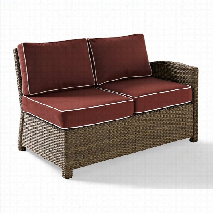 Crosley Frniture Bfadenton Outdoor Wicker Sectional Left Loveseat With Sangria Cushions