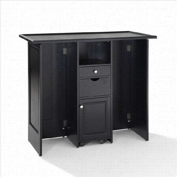 Crosley Mobile Olding Home Bar In Black With 29 Upholstwred Stool