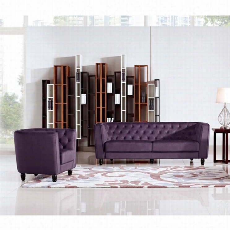 Diamond Sofa Bellini Fabric 2 Piece Sofa Set In Purple