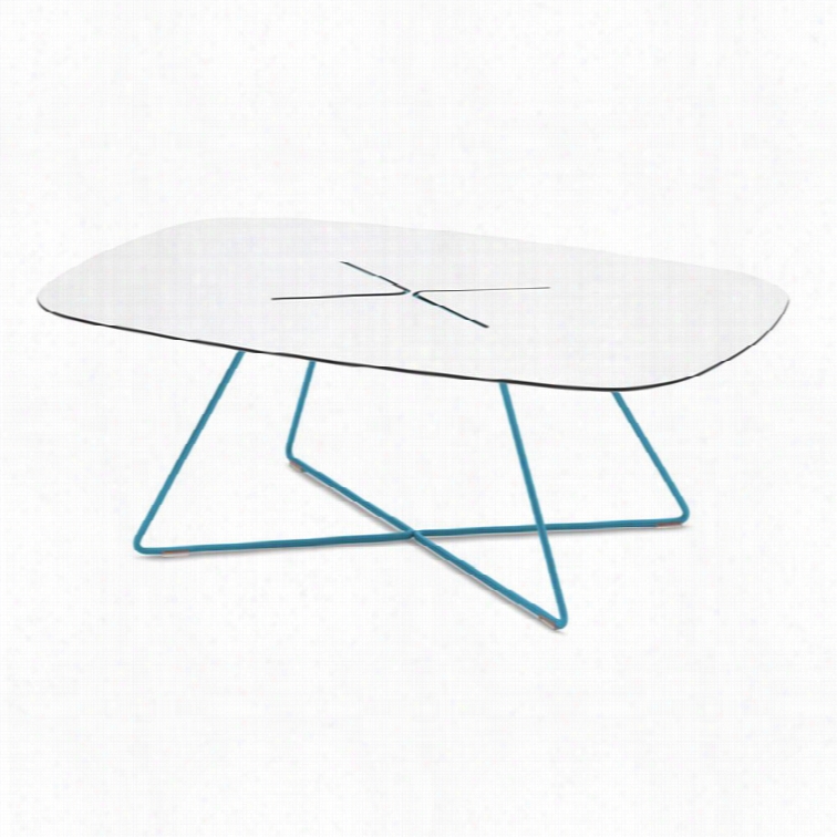 Domitalia Cross Rectangular Coffee Table In Turquoise