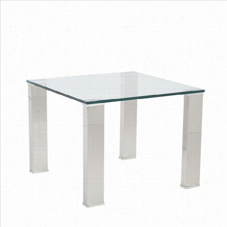 Eurostyle Beth Square Glass Side Table In Clear