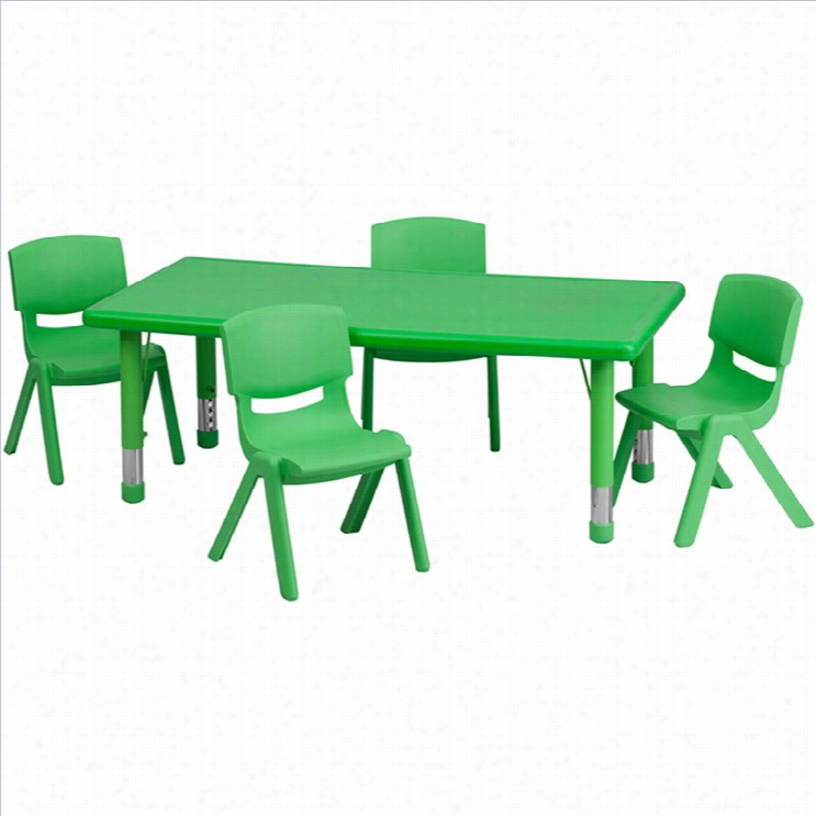 Fla$h Furniture 5 Piece Rectangylar Activityy Table Set In Green