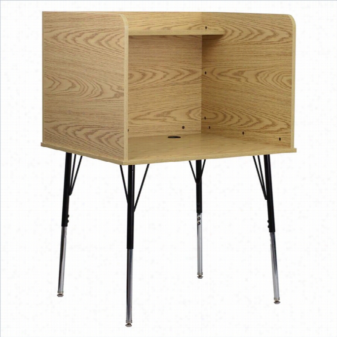 Flash Furniture Study Carrel  With Adjustale Legs And Top Shelf In Oak