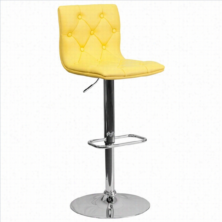 Flash Furnit Ure Tufted Adhustable Bar Stool In Yellow