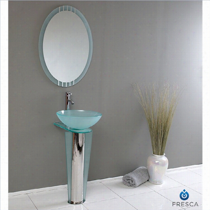 Fresca Vetro Vitale Glass Bathroom Vanity Set In Aqua-tolerus In Chrome