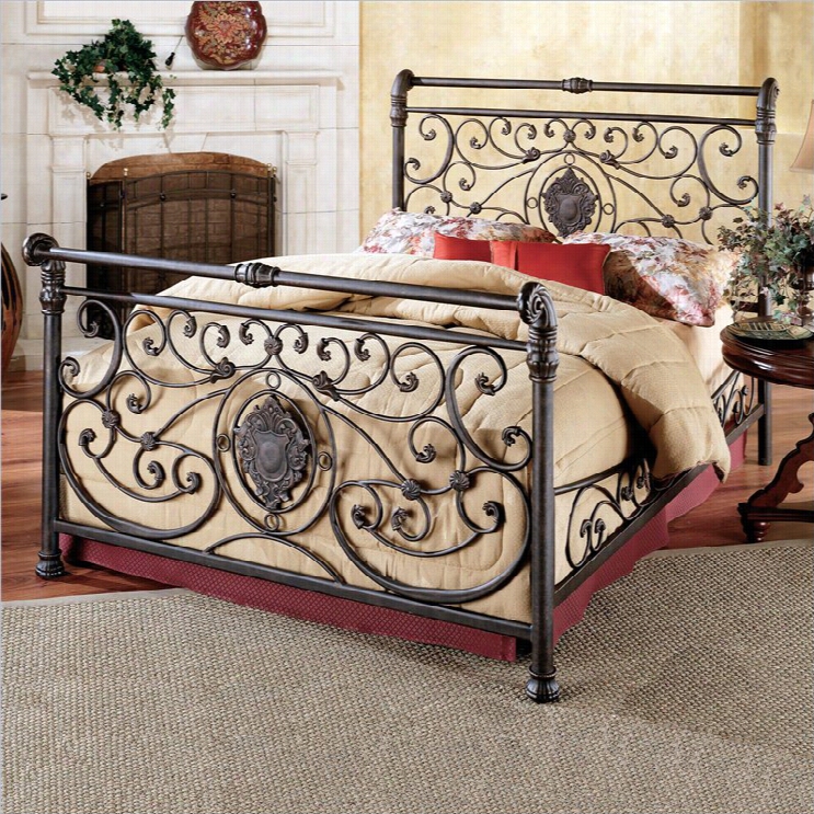 Hillsdale Mercer Metal Sleigh Bed In Antique Brown Fimish-ueen