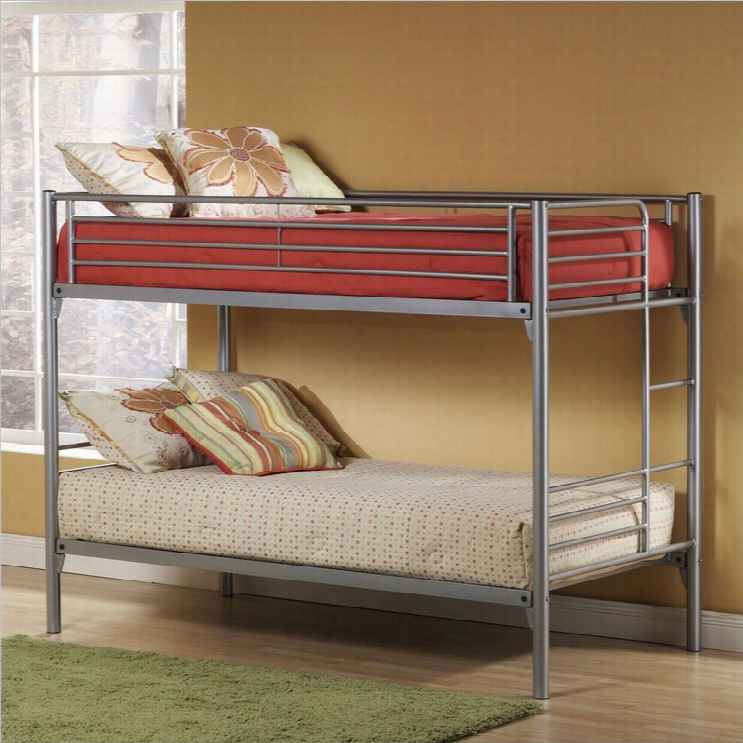 Hillsdale Universal Youth Twin Over Twin Metal Bunk Bedi N Silver Finish