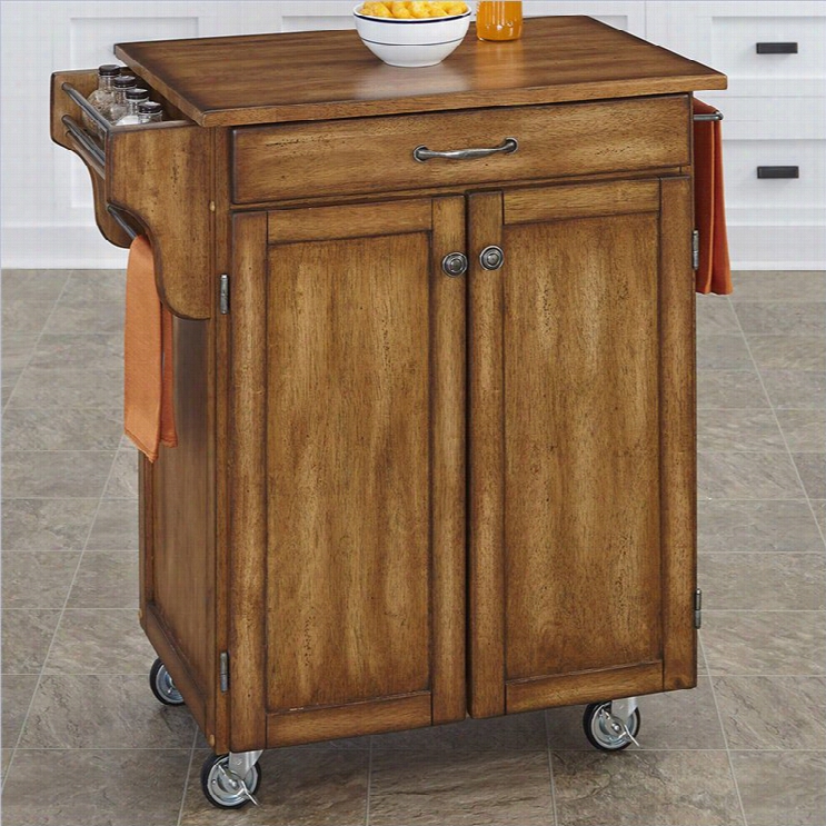 Home Styles Cu Isine Kitchen Cart With Oak Top In Warm Oak