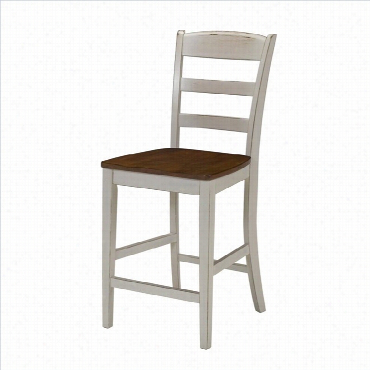 Home Styles Monarch 24 Stool In Antiqued White Sand And Oak