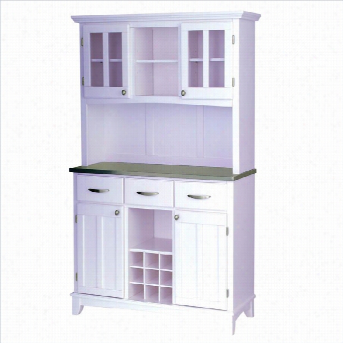 Home Styles Steel Top Buffet And 2-door Hutch In White