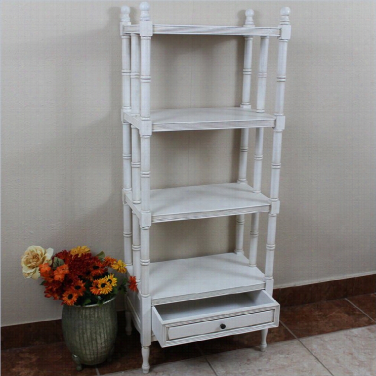 International Caravan Windsro 4 Tier Bookshelf In Antique White