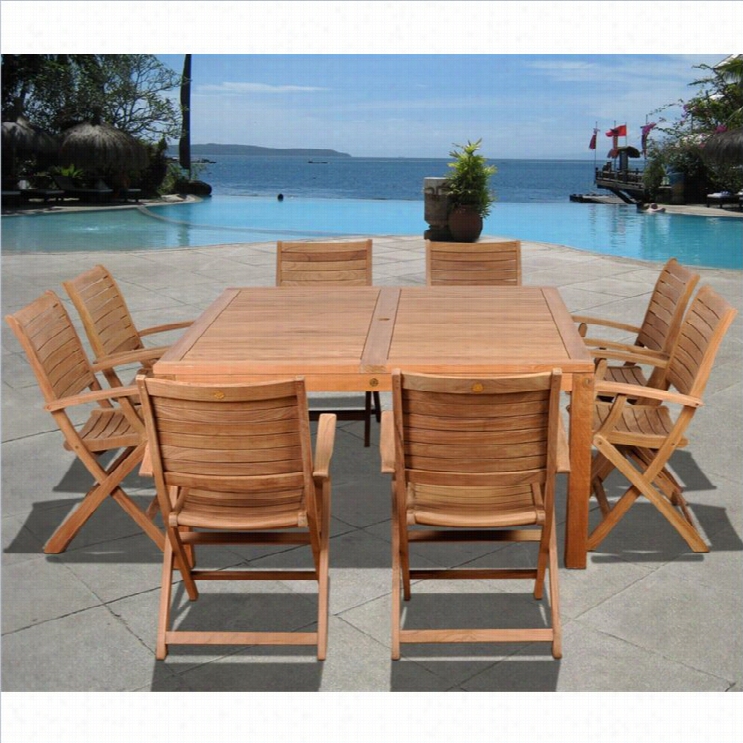 International Home Boynton 9 Piece Wood Patio Dining Ste In Teak