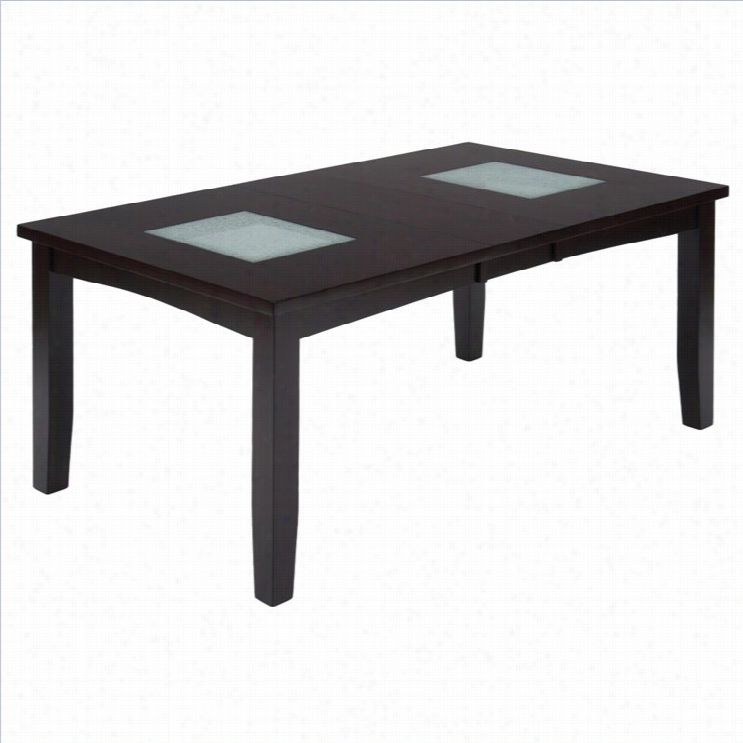 Jofran Rctangle Extensio Ndining Table Wth Glass Inserts In Chadwick Espresso