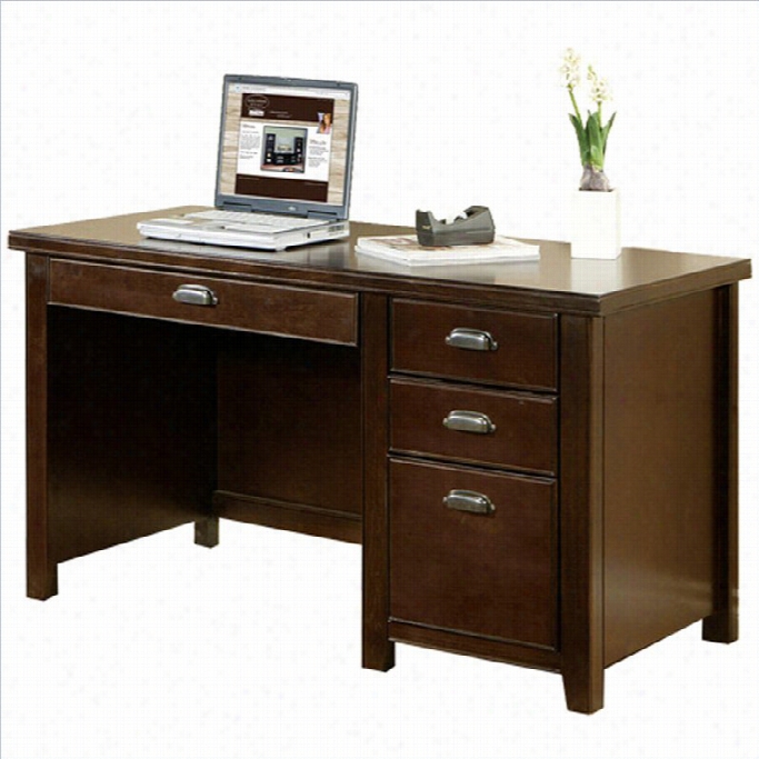 Kathy Ireland Home By Martin Tr Ibeca Loft Single Pedestal Wood Computer Dedk In Cherry