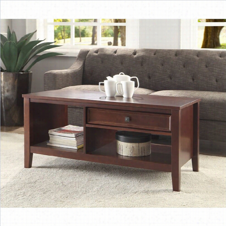 Linon Deviate Coffee Table In Cherry Finish