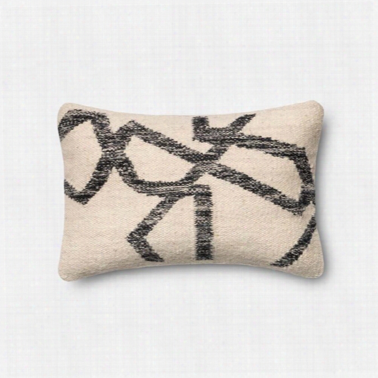 Loloi 1'1 X 1'9  Wool Down Pillow In Black And Ivory