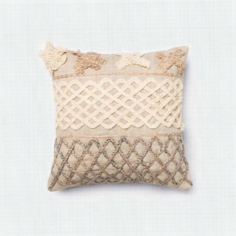 Loloi 1'6 X 1'6 Wool Poly Pillow In Beige And Broown