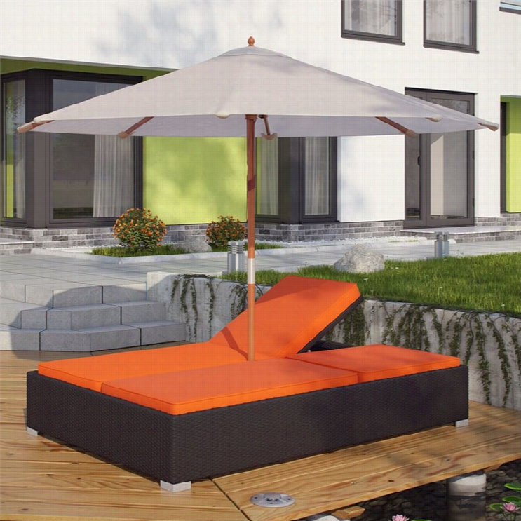 Modway Arrival Patio Chaise In Espresso And Oange