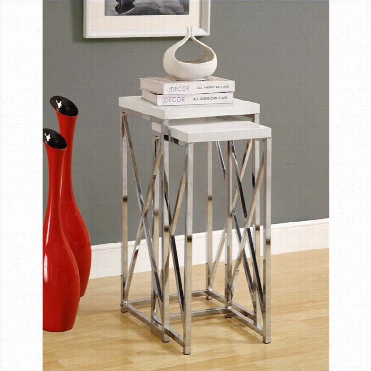 Monarch 2 Gun  Metal Plant Stand Set In Glossy White And C H Rome