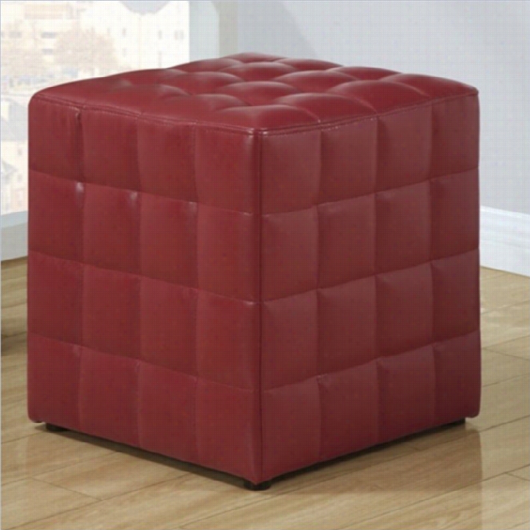 Monarch Faux Leather Ottoman In Red