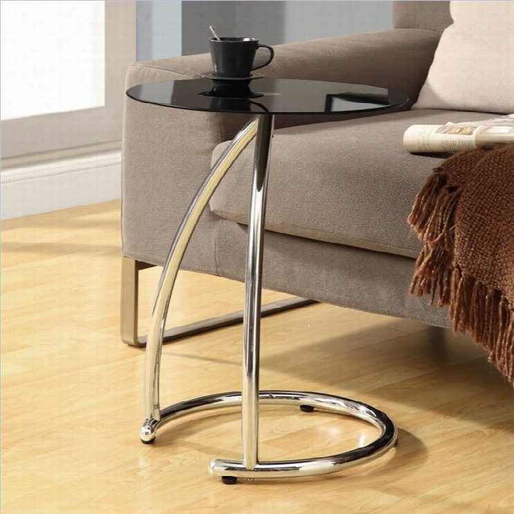 Moonarch Metal Accent Table With Frosted Tempered Gass Excel In Chrome