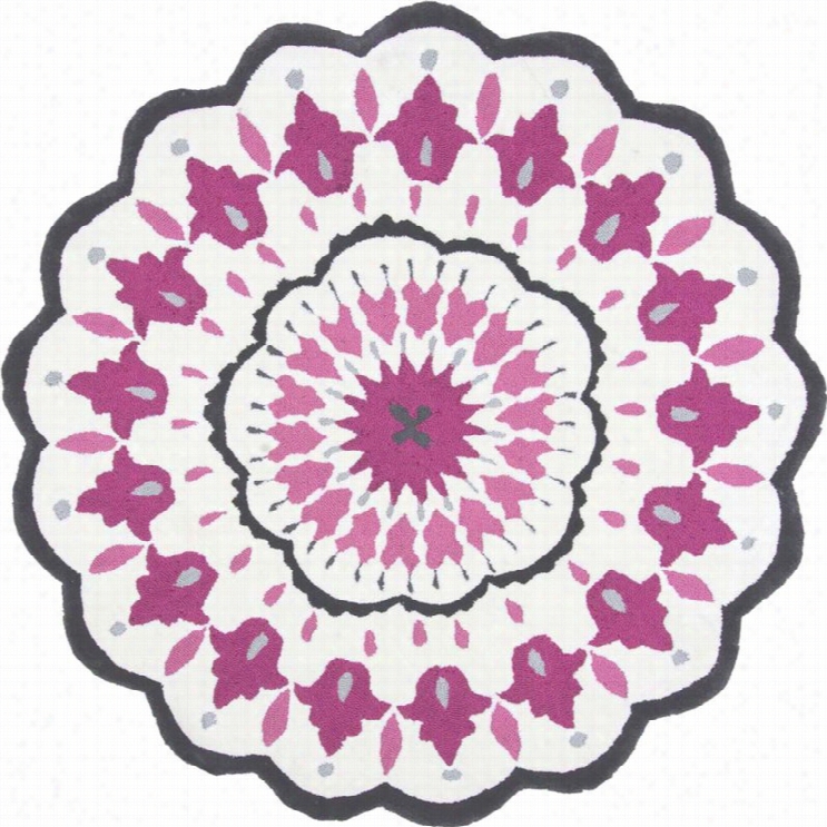 Nuloom 4' 8 X 4' 8 Hand Tufted Floral Acacia Round Rug In Pink