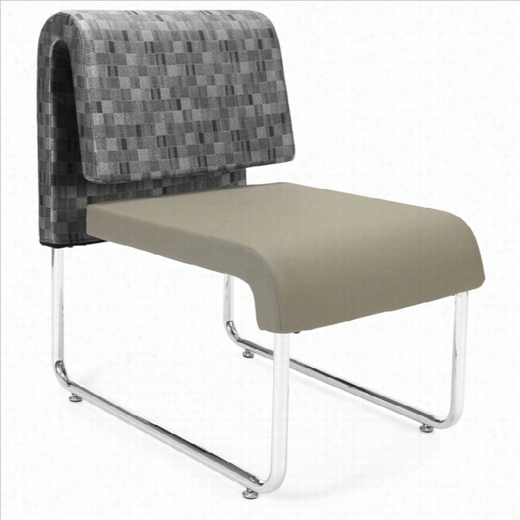 Ofm Uno Geometrics Guest Chair In Taupe With Nickel Bakc